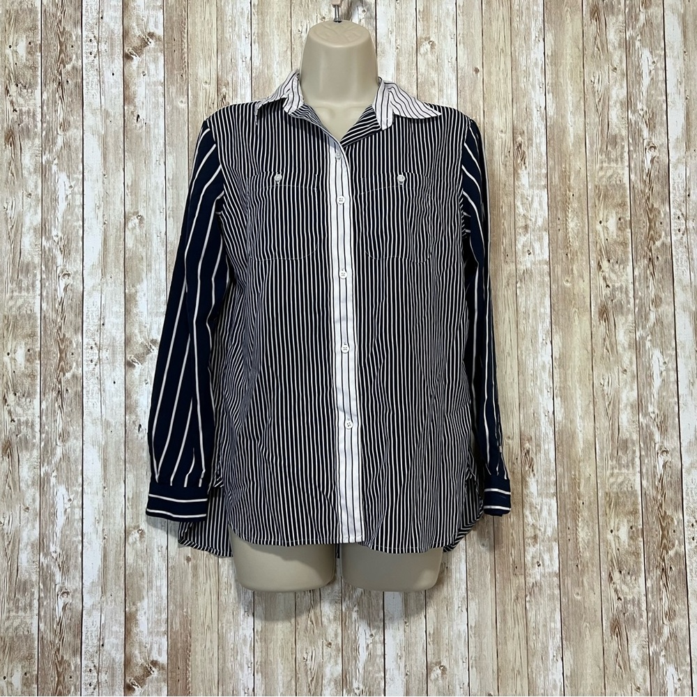 Ralph Lauren Striped Navy Blue and White Women’s Shirt Size XSP